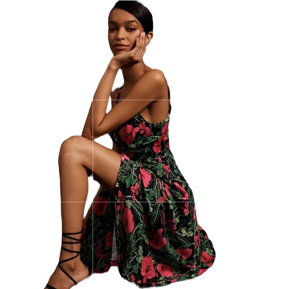 NWT’S Anthropology Maeve floral Rushing Pink & Green midi dress size 2 - Picture 3 of 16